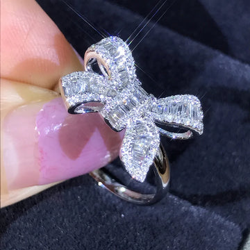 Sterling Silver Gemstone Rings – Handmade Bowknot Silver Ring for Charming Elegance