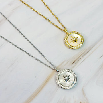 Shine Compass Open Locket Pendant Necklace: 18k Gold Locket Necklace for Personalized Style
