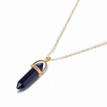 Hexagonal Column Quartz Pendant Necklace - Black Opal Pendant Design