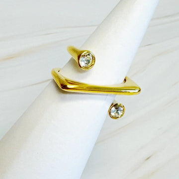 Edge Angled Swirling Ring for Contemporary Style - Diamond Cocktail Rings for Bold Fashion