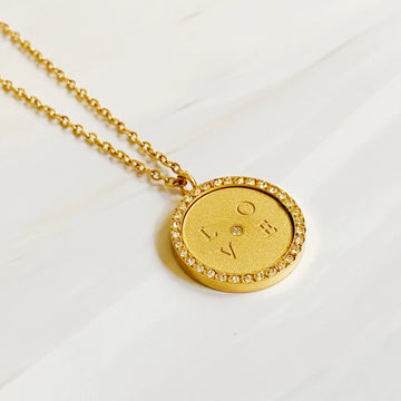 Loveholic Round Pendant Necklace: Romantic Gold Locket Pendant Elegance