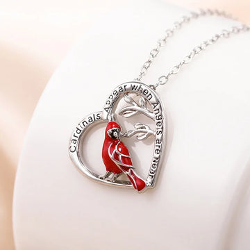 Parrot Heart Pendant Necklace: 14k Gold Necklace with Heart Pendant