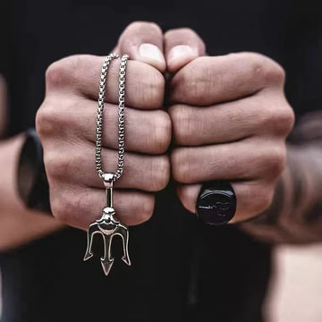 Trident Pendant Necklace: Silver Locket Necklace for Unique Strength