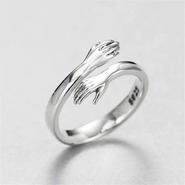 Sterling Silver Heart Ring – Unique Personality Silver Plated Love Hug Ring