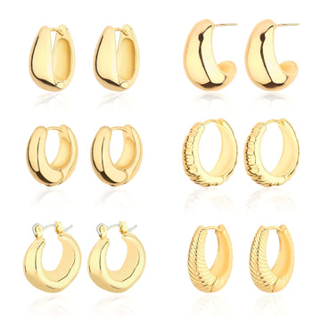 Wgoud 14K Gold Chunky Hoop Earrings Set – Mini Hoop Earrings for Versatile Styling