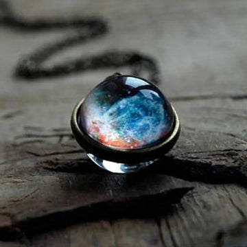 The Universe Pendant: Antique Silver Locket Necklace for Cosmic Elegance