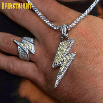 Lightning Pendant-Diamond Initial Pendant Necklace for Bold Style