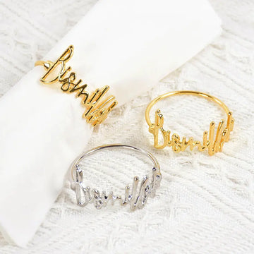 Eid Mubarak Muslim Napkin Rings for Festive Dining - Cluster Diamond Ring Inspired Design for Elegant Celebrations