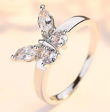 Silver Butterfly Ring – Silver Pearl Ring for Whimsical Charm
