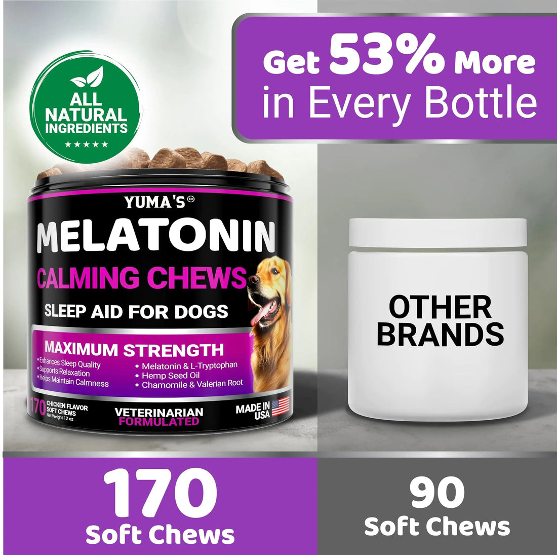 Melatonin Calming Chews for Dogs – Calming Chews for Dogs Anxiety, 170 Chews