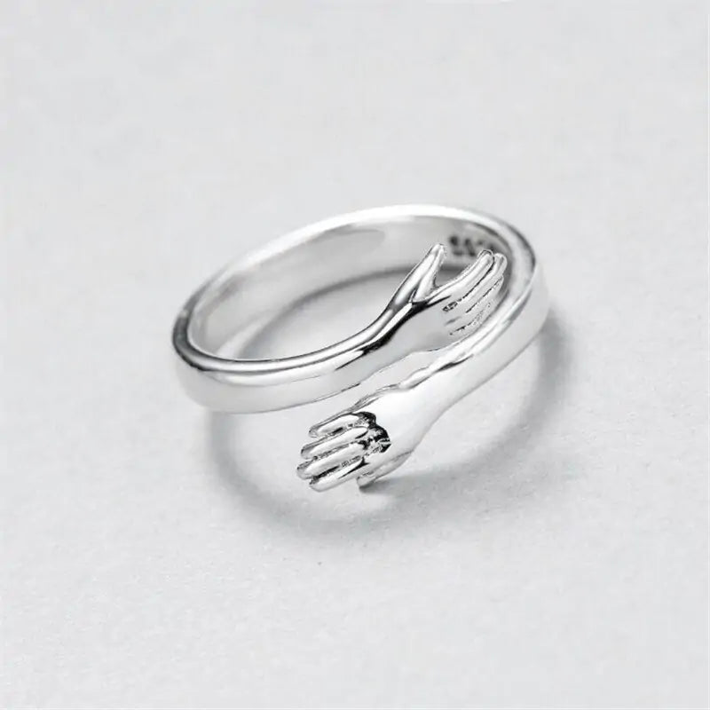 Personality Silver Plated Love Hug Rings for Unique Expression