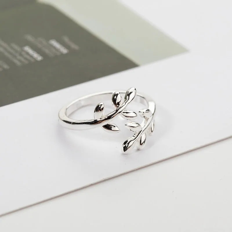 Olive Tree Open Ring for Nature-Inspired Elegance