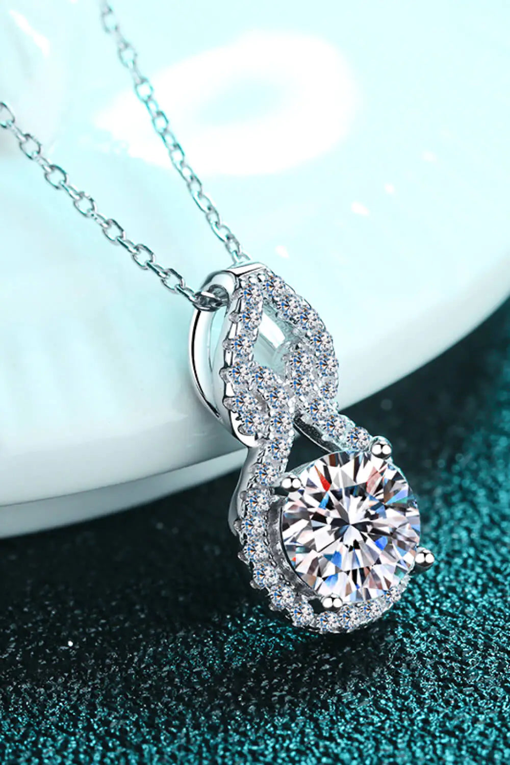 Sterling Silver Necklace with Pendant: 1 Carat Moissanite for Elegant Shine