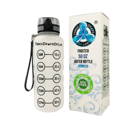 Frosted 50oz Sports Water Bottle for Hydration on the Go