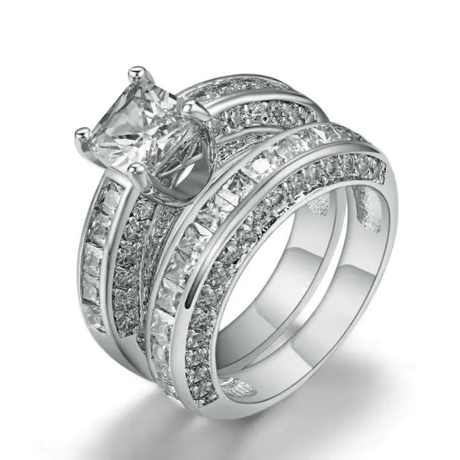 Stackable Gold Rings – Jubilee Set of 2 Stacking Rings in Pure Crystal with Platinum Plating