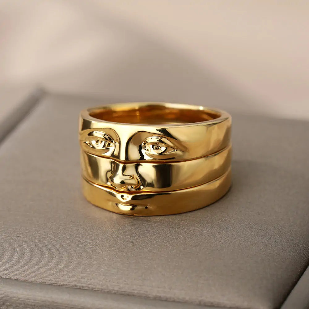 Vintage Eye Face Stackable Rings for Women