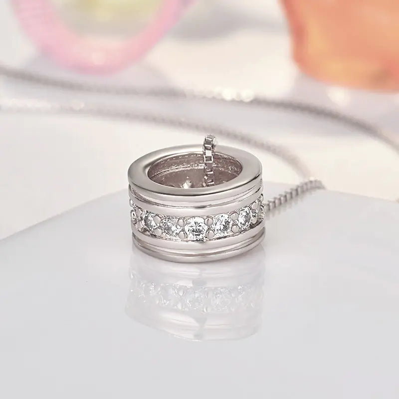 Rotatable Round Pendant Necklace: 14k Locket Necklace for Versatile Style