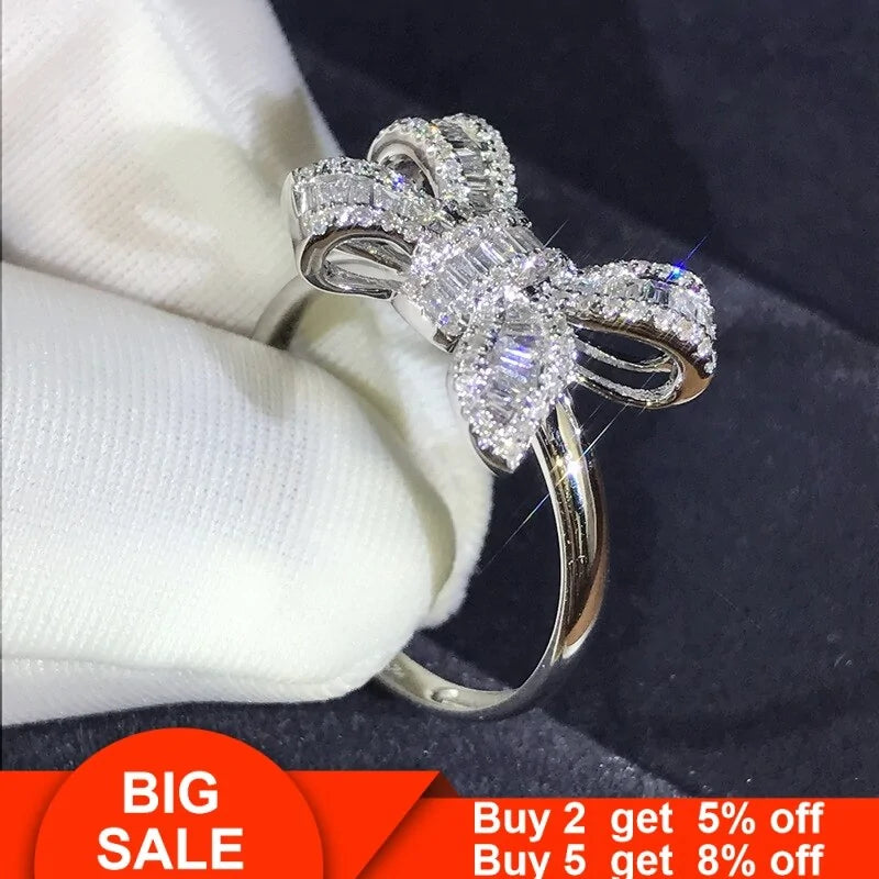 Handmade Bowknot Silver Ring for Charming Elegance