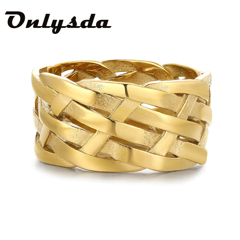 Vintage Weave Stainless Steel Rings for Timeless Style