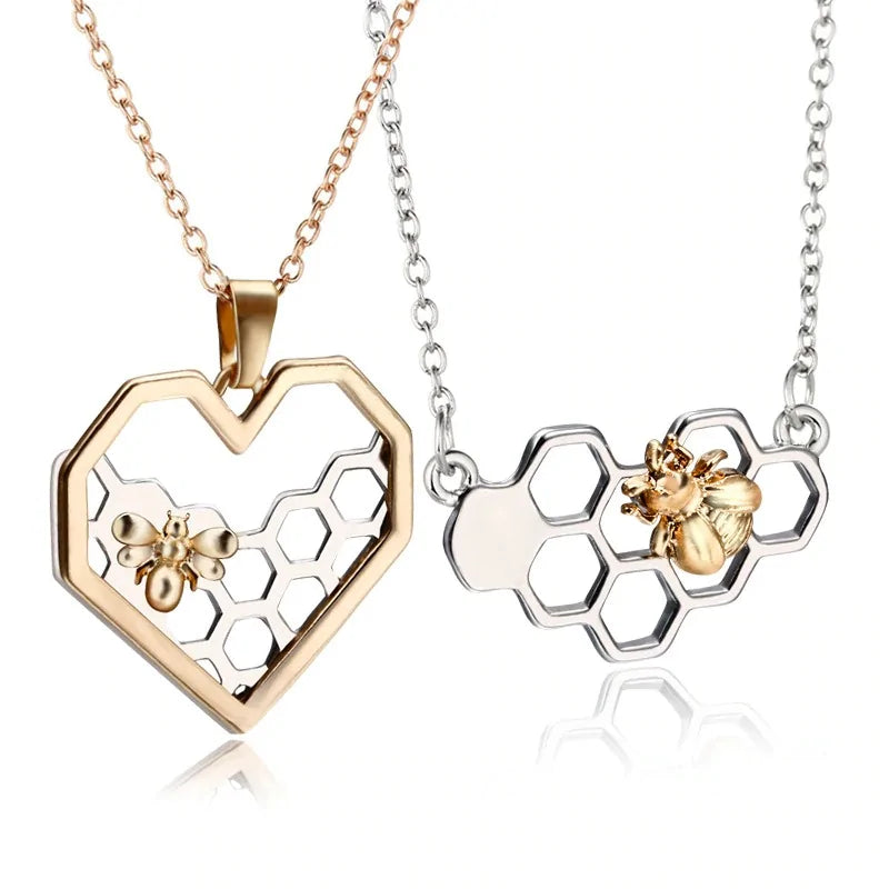 Honeycomb Heart Pendant with Chain for Unique Elegance