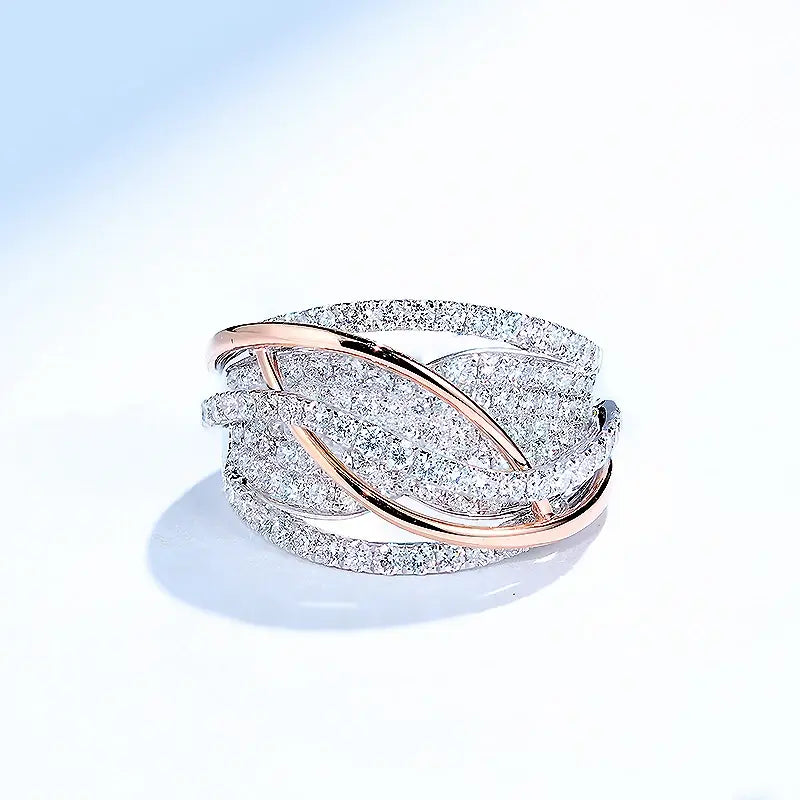 Zircon Mesh Engagement Ring for Unique Elegance