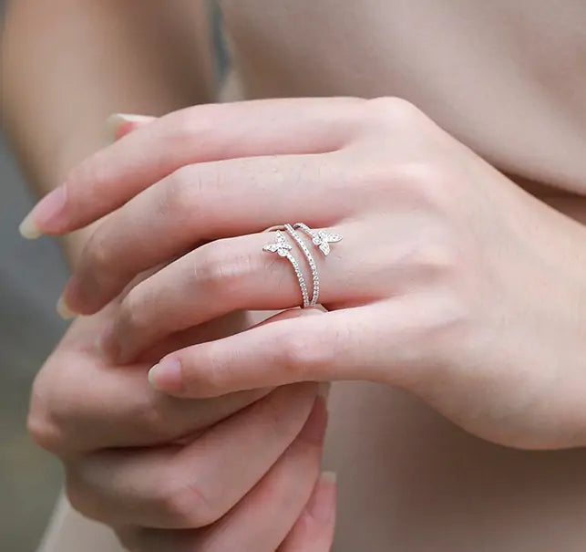Sterling Silver Butterfly Ring – Silver Double Butterfly Rings for Playful Elegance