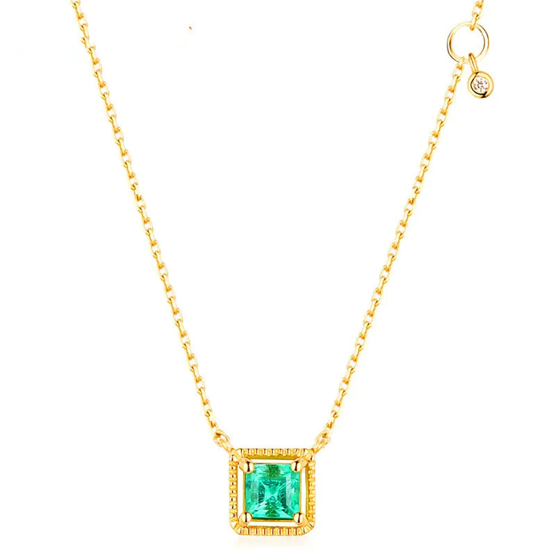 Square Emerald Pendant Necklace for Elegant Style