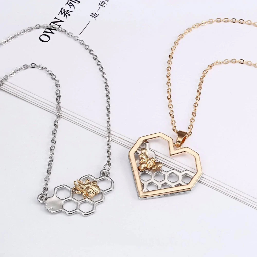 Honeycomb Heart Pendant with Chain for Unique Elegance