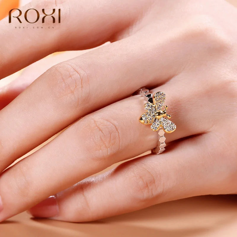 Honeycomb Ring with Accented Bee for Nature Lovers