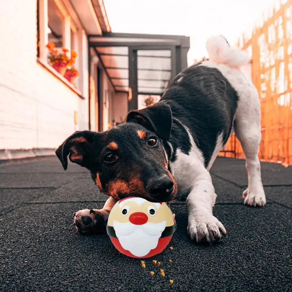 Dog Chew Food Leak Ball Toy – Santa & Snowman Designs for Fun & Treats