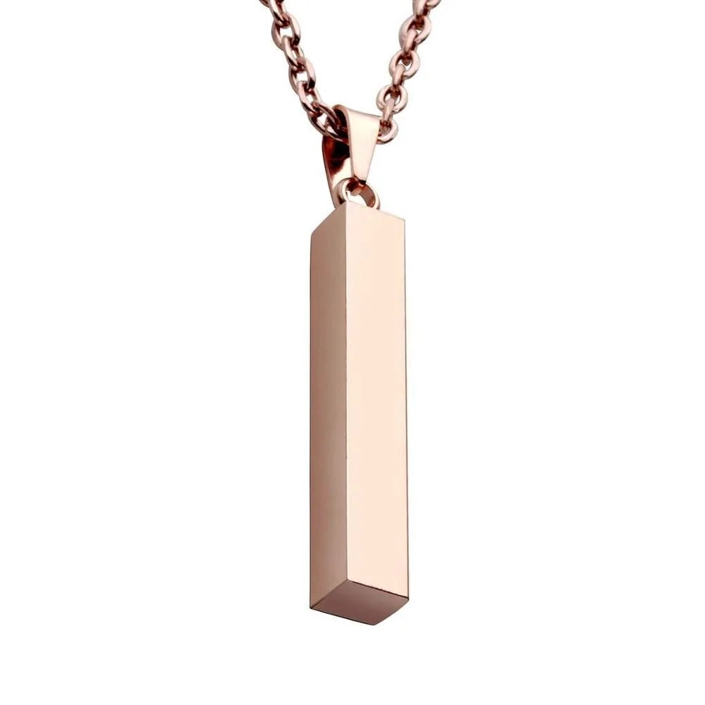 Steel Vertical Bar Pendant Necklace for Modern Style