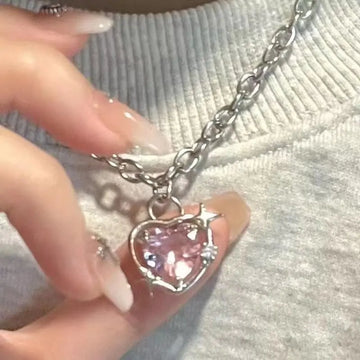 Peach Heart Pendant Necklace for Sweet Elegance